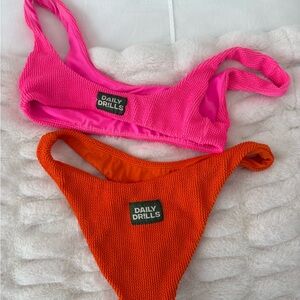 Daily Drills Pink and Orange Bikini Set